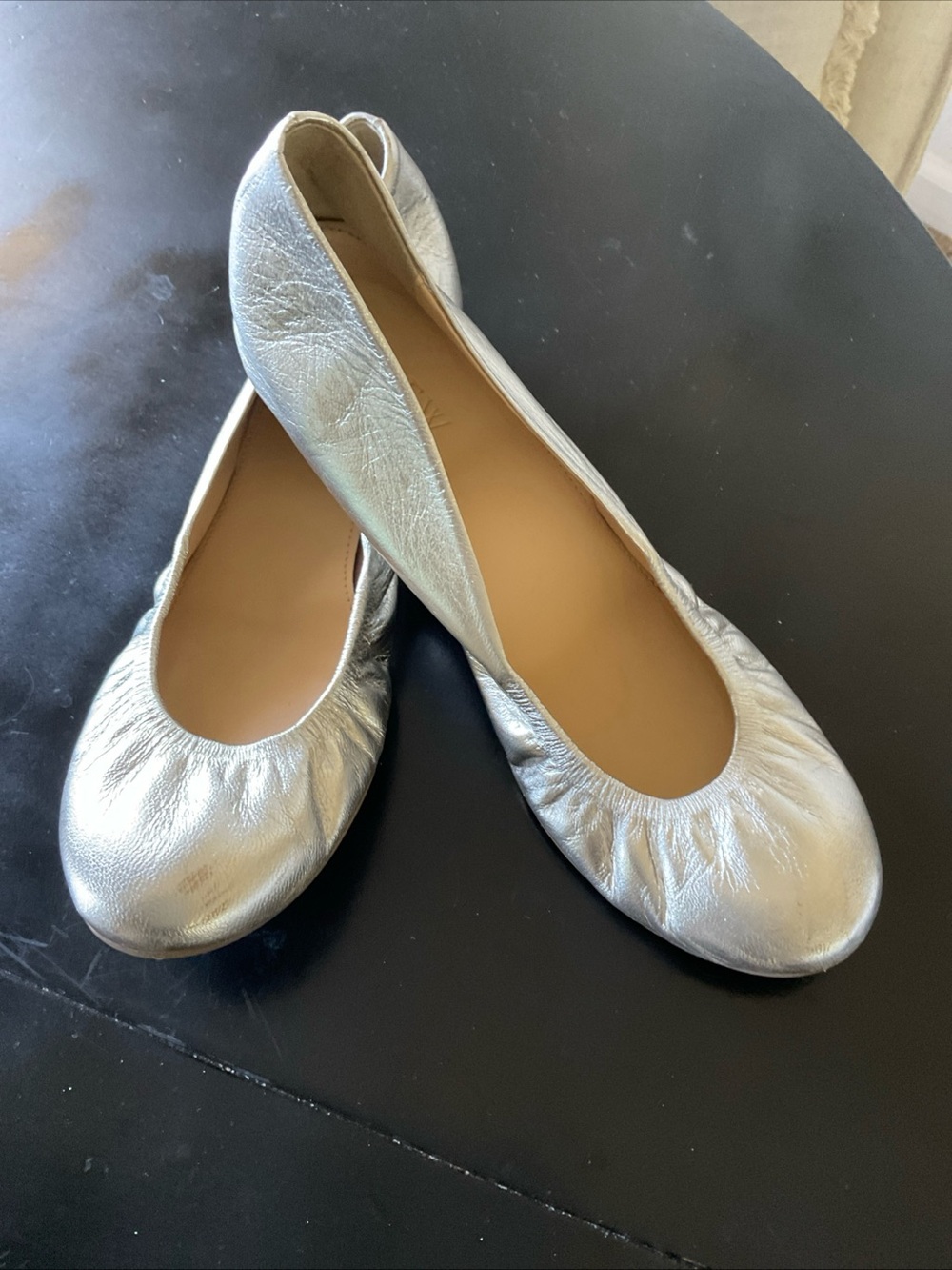 Gold/silver tone JCrew Leather Ballet Flats - Classic Women's Slip-On